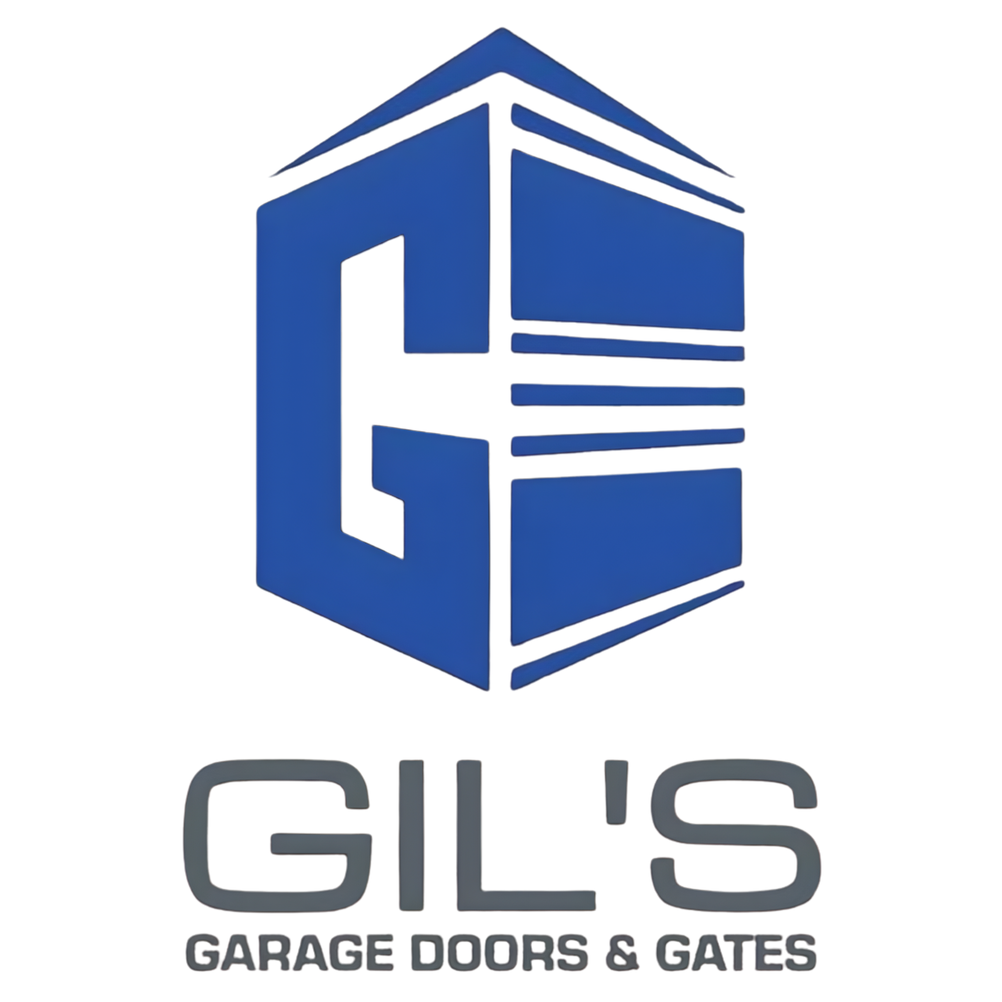 Blue and gray logo for Gil's Garage Doors & Gates